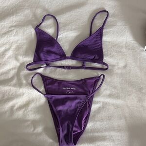 PacSun Purple Ribbed Triangle Bikini Set - Vibrant Violet